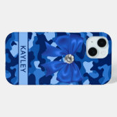 Blingy Blue Camouflage Personalized Case-Mate iPhoneケース (裏面 (横))