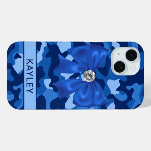 Blingy Blue Camouflage Personalized Case-Mate iPhoneケース (裏面 (横))