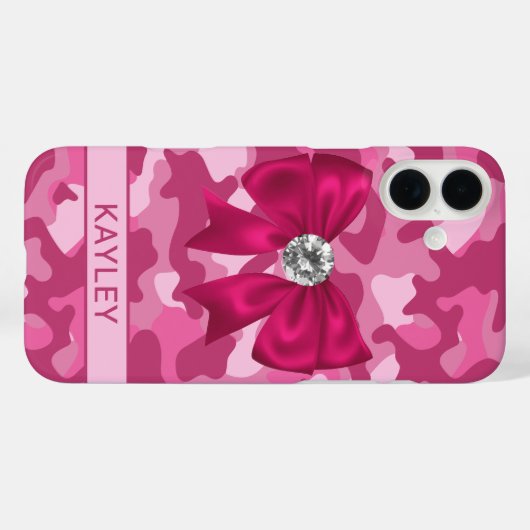 Blingy Pink Camouflage Personalized Case-Mate iPhoneケース (裏面 (横))