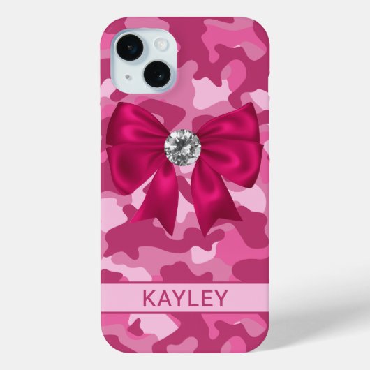 Blingy Pink Camouflage Personalized Case-Mate iPhoneケース (裏面)