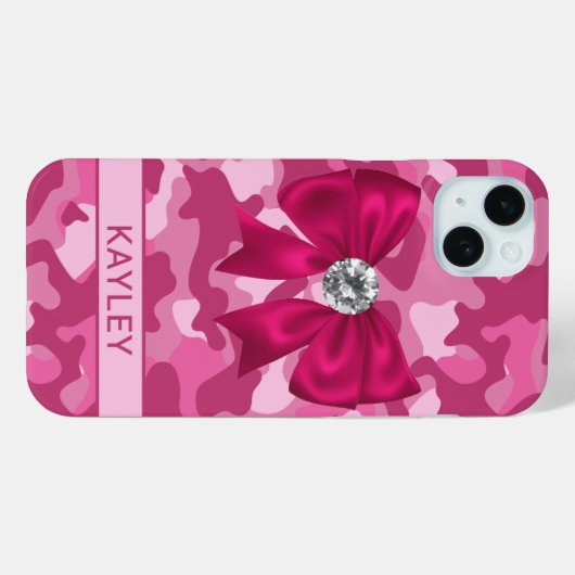 Blingy Pink Camouflage Personalized Case-Mate iPhoneケース (裏面 (横))