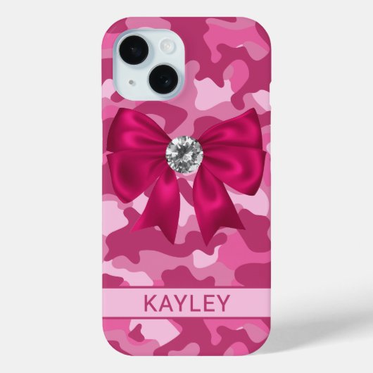 Blingy Pink Camouflage Personalized Case-Mate iPhoneケース (裏面)