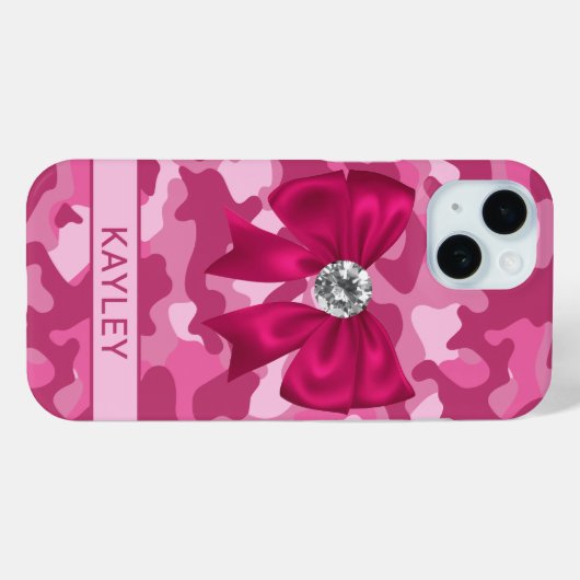 Blingy Pink Camouflage Personalized Case-Mate iPhoneケース (裏面 (横))