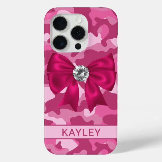 Blingy Pink Camouflage Personalized Case-Mate iPhoneケース (裏面)