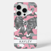 Blingy Pink Gray Camouflage Personalized Case-Mate iPhoneケース (裏面)