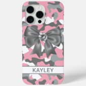 Blingy Pink Gray Camouflage Personalized Case-Mate iPhoneケース (裏面)