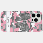 Blingy Pink Gray Camouflage Personalized Case-Mate iPhoneケース (裏面 (横))
