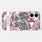 Blingy Pink Gray Camouflage Personalized Case-Mate iPhoneケース (裏面 (横))