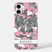 Blingy Pink Gray Camouflage Personalized Case-Mate iPhoneケース (裏面)