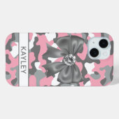 Blingy Pink Gray Camouflage Personalized Case-Mate iPhoneケース (裏面 (横))