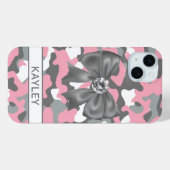 Blingy Pink Gray Camouflage Personalized Case-Mate iPhoneケース (裏面 (横))