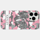 Blingy Pink Gray Camouflage Personalized Case-Mate iPhoneケース (裏面 (横))