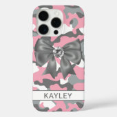 Blingy Pink Gray Camouflage Personalized Case-Mate iPhoneケース (裏面)