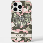 Blingy Pink Green Camouflage Personalized Case-Mate iPhoneケース (裏面)