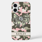 Blingy Pink Green Camouflage Personalized Case-Mate iPhoneケース (裏面)