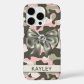 Blingy Pink Green Camouflage Personalized Case-Mate iPhoneケース (裏面)
