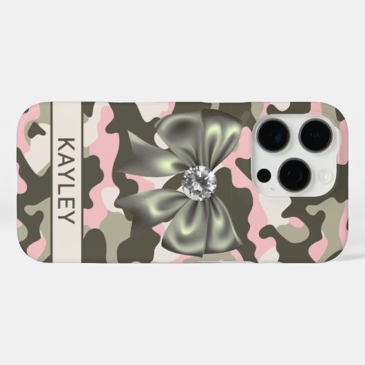 Blingy Pink Green Camouflage Personalized Case-Mate iPhoneケース (裏面 (横))