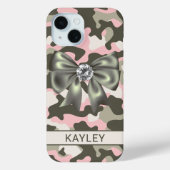 Blingy Pink Green Camouflage Personalized Case-Mate iPhoneケース (裏面)