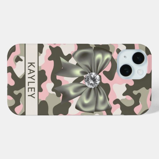 Blingy Pink Green Camouflage Personalized Case-Mate iPhoneケース (裏面 (横))