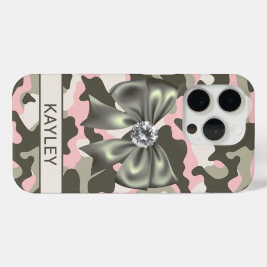 Blingy Pink Green Camouflage Personalized Case-Mate iPhoneケース (裏面 (横))