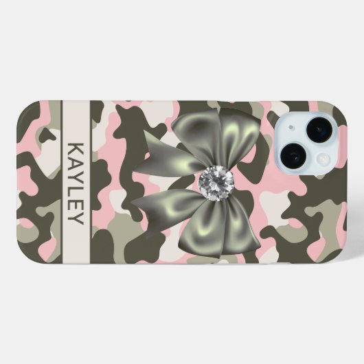 Blingy Pink Green Camouflage Personalized Case-Mate iPhoneケース (裏面 (横))