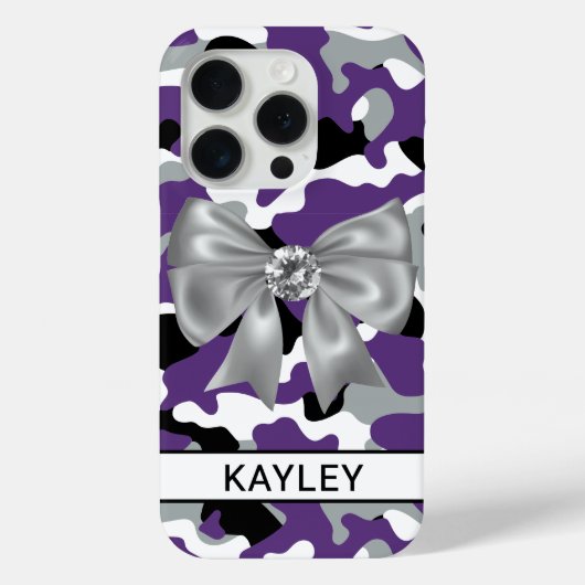 Blingy Purple Black Camouflage Personalized Case-Mate iPhoneケース (裏面)