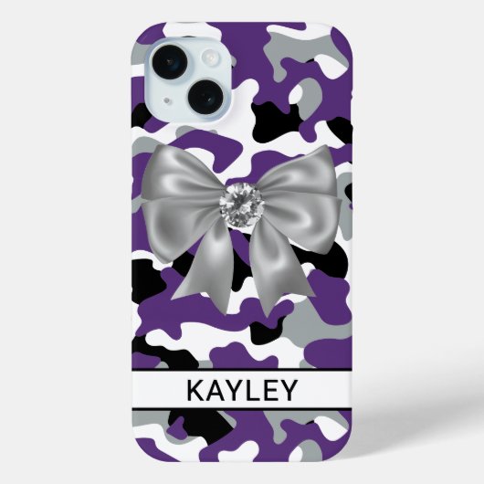 Blingy Purple Black Camouflage Personalized Case-Mate iPhoneケース (裏面)