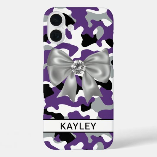 Blingy Purple Black Camouflage Personalized Case-Mate iPhoneケース (裏面)