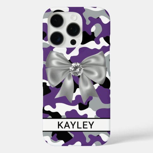 Blingy Purple Black Camouflage Personalized Case-Mate iPhoneケース (裏面)