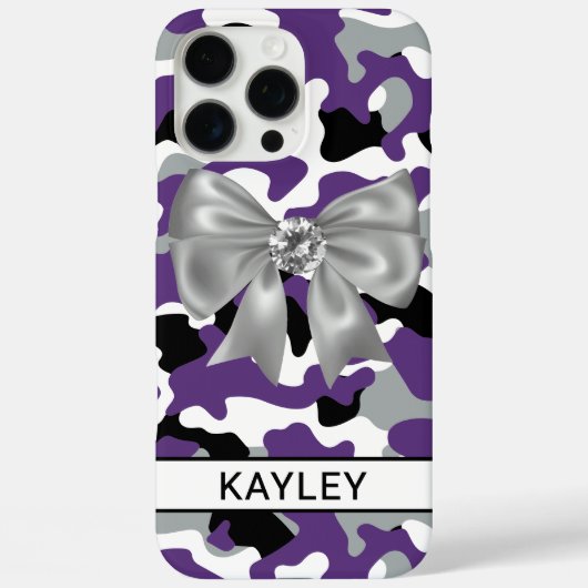 Blingy Purple Black Camouflage Personalized Case-Mate iPhoneケース (裏面)