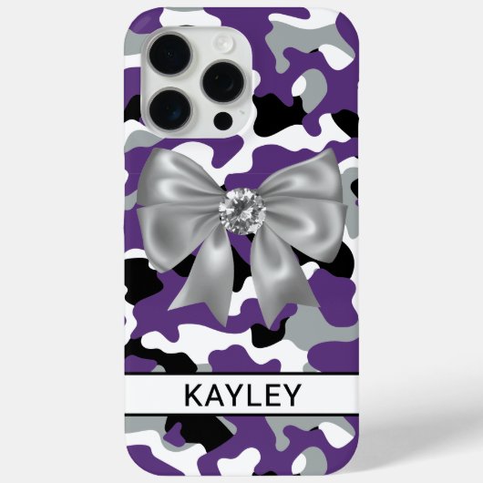Blingy Purple Black Camouflage Personalized Case-Mate iPhoneケース (裏面)