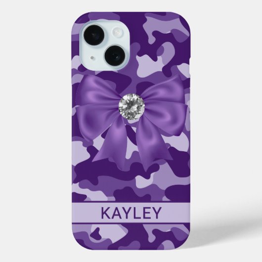 Blingy Purple Camouflage Personalized Case-Mate iPhoneケース (裏面)