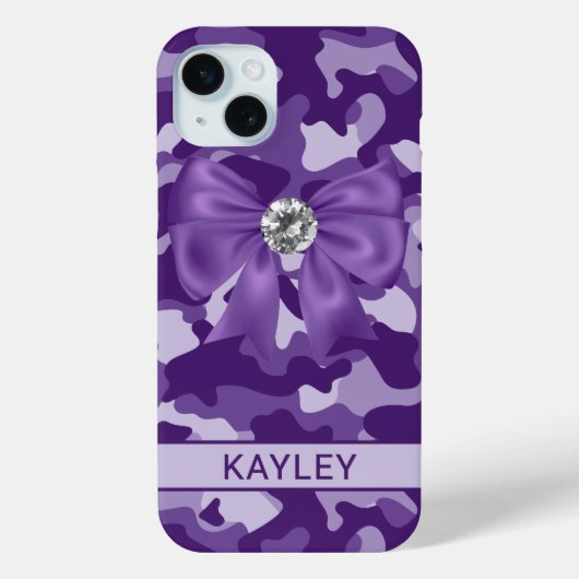Blingy Purple Camouflage Personalized Case-Mate iPhoneケース (裏面)