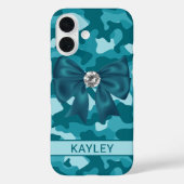Blingy Teal Camouflage Personalized Case-Mate iPhoneケース (裏面)