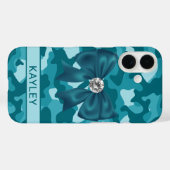 Blingy Teal Camouflage Personalized Case-Mate iPhoneケース (裏面 (横))