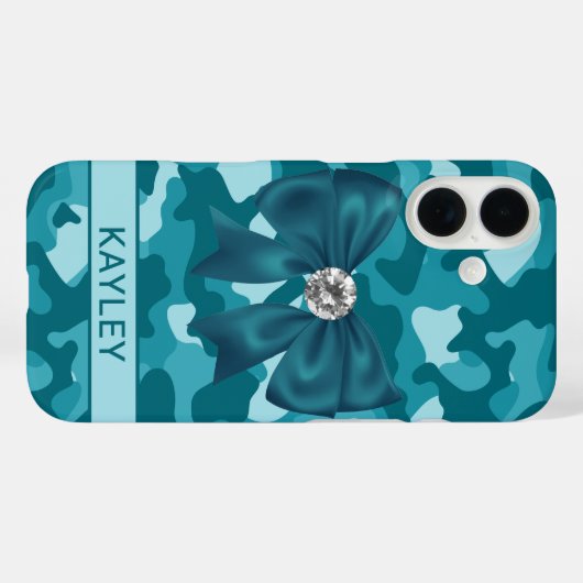 Blingy Teal Camouflage Personalized Case-Mate iPhoneケース (裏面 (横))