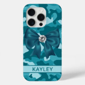 Blingy Teal Camouflage Personalized Case-Mate iPhoneケース (裏面)