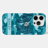 Blingy Teal Camouflage Personalized Case-Mate iPhoneケース (裏面 (横))