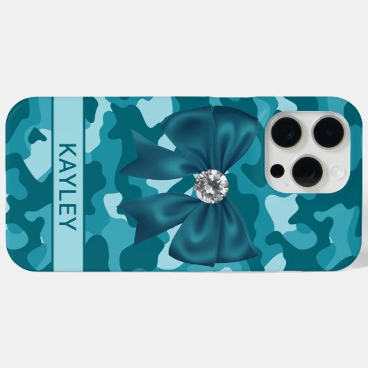 Blingy Teal Camouflage Personalized Case-Mate iPhoneケース (裏面 (横))