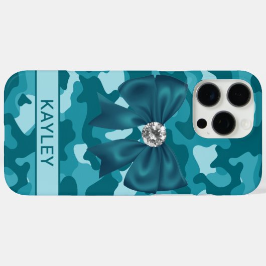 Blingy Teal Camouflage Personalized Case-Mate iPhoneケース (裏面 (横))