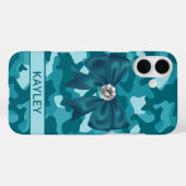 Blingy Teal Camouflage Personalized Case-Mate iPhoneケース (裏面 (横))