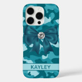 Blingy Teal Camouflage Personalized Case-Mate iPhoneケース (裏面)