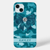 Blingy Teal Camouflage Personalized Case-Mate iPhoneケース (裏面)