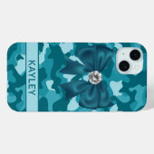 Blingy Teal Camouflage Personalized Case-Mate iPhoneケース (裏面 (横))