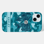 Blingy Teal Camouflage Personalized Case-Mate iPhoneケース (裏面 (横))