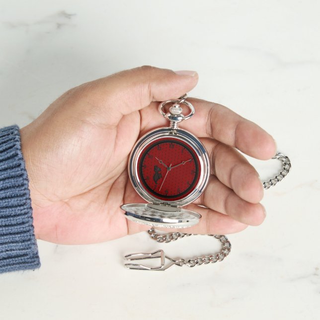 Blinky the Bat pattern Red Silver Pocket Watch 腕時計 (手)