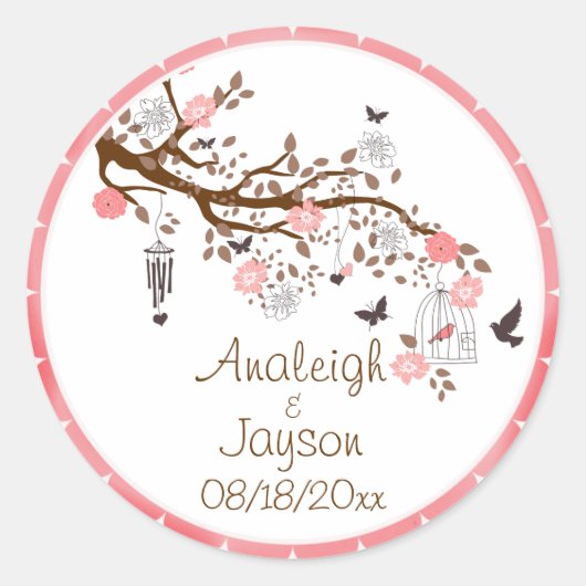 Blissの結婚封筒用シールまたはFavy Stickers ラウンドシール (正面)