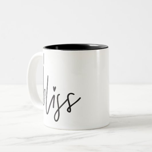 BLISSシックモダントレンディーハンドレタータイプ黒 ツートーンマグカップ (正面左)