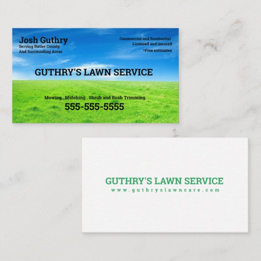 Bliss Lawncare Business Card 名刺 (正面/裏面)