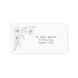 Blissful Blue Blooms Wedding Address Label ラベル